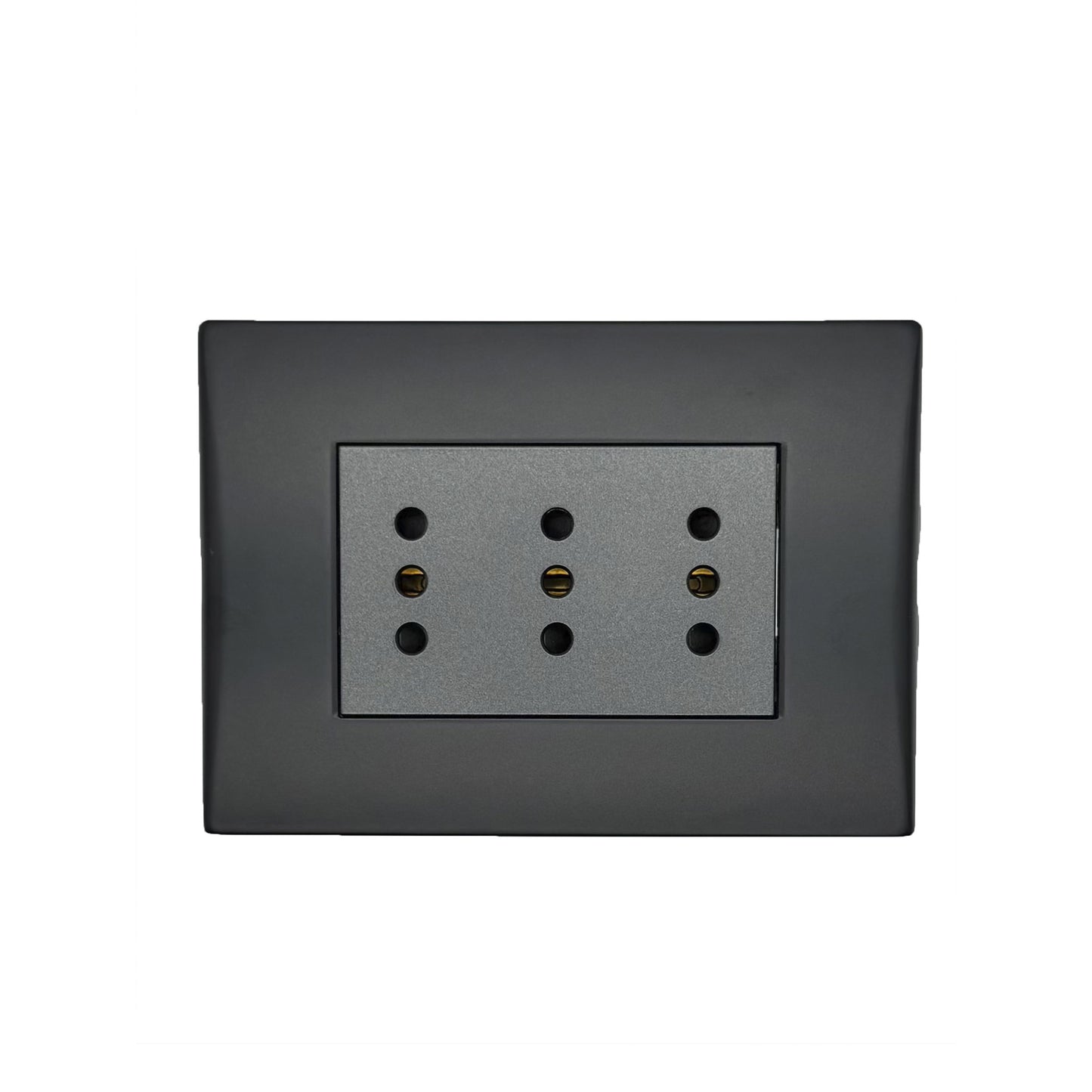 Enchufe Embutido Tríplex 2p+t 10a Black Andes Armado Metal - Lexo