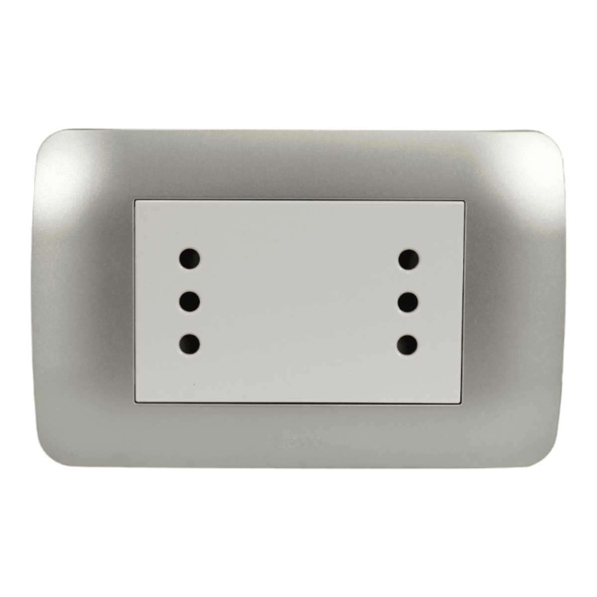 Enchufe Embutido Duplex 2p+t 10a Blanco / Plata Armado Metal - Lexo