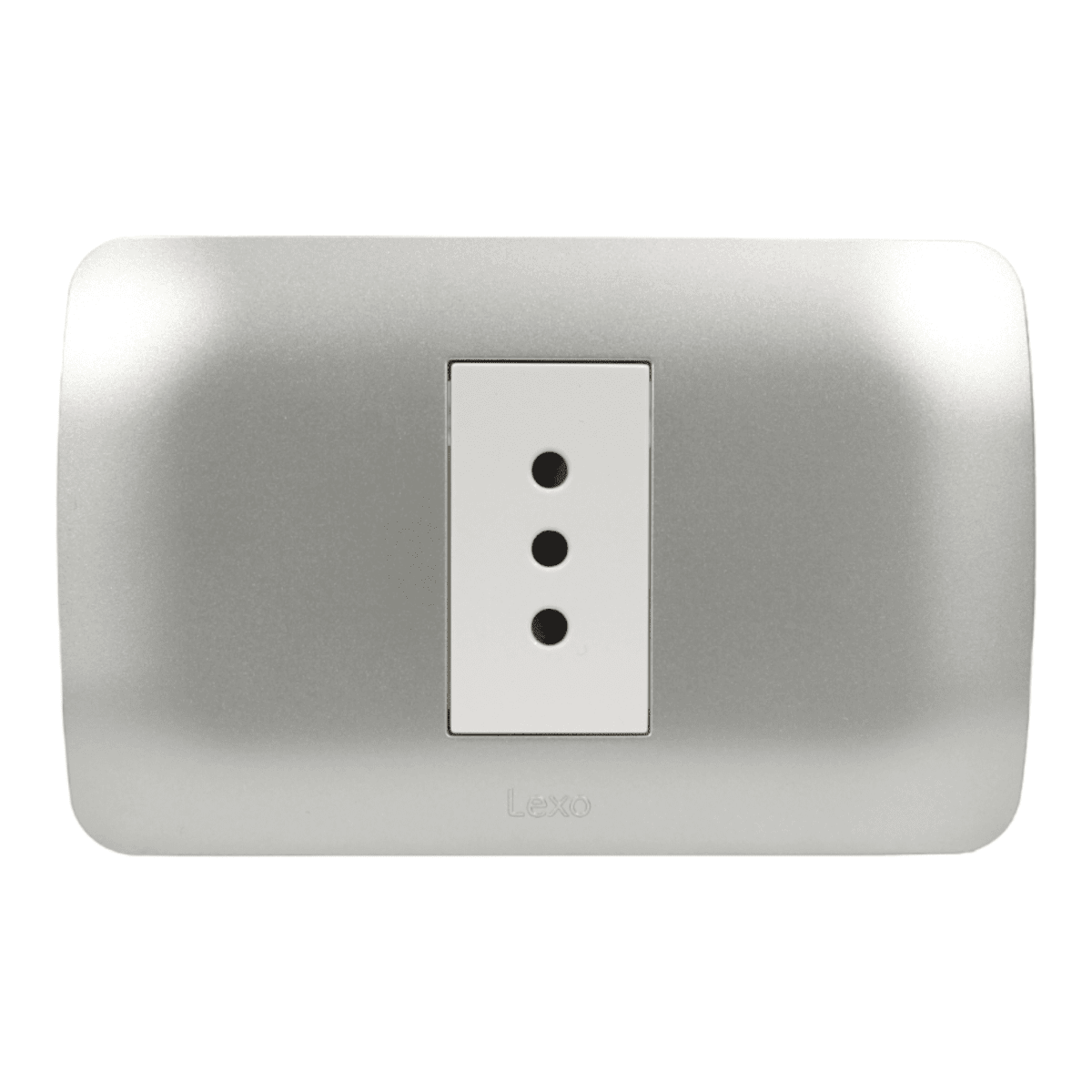 Enchufe Embutido Simple 2p+t 10a blanco / Plata Armado - Lexo