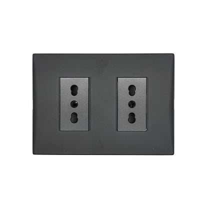 Enchufe Embutido Doble 2p+t 16a Black Andes Armado Metal - Lexo