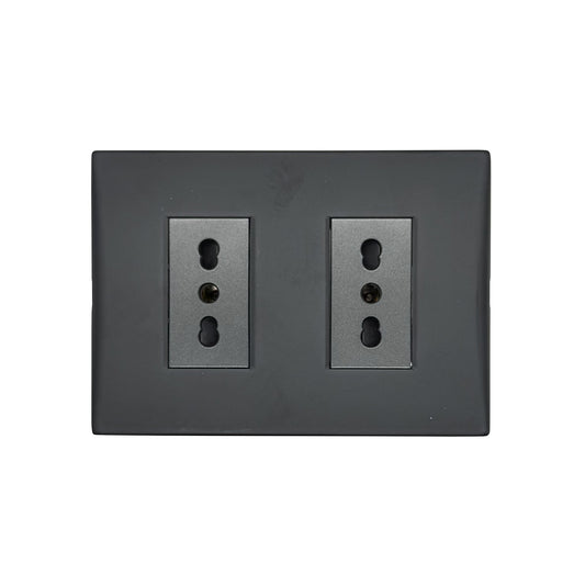 Enchufe Embutido Doble 2p+t 16a Black Andes Armado Metal - Lexo