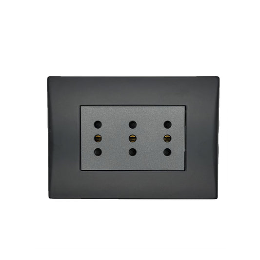 Enchufe Embutido Tríplex 2p+t 10a Black Andes Armado Metal - Lexo