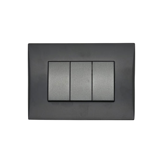 Interruptor Embutido Triple 9/32 10a Black Andes Armado Metal - Lexo