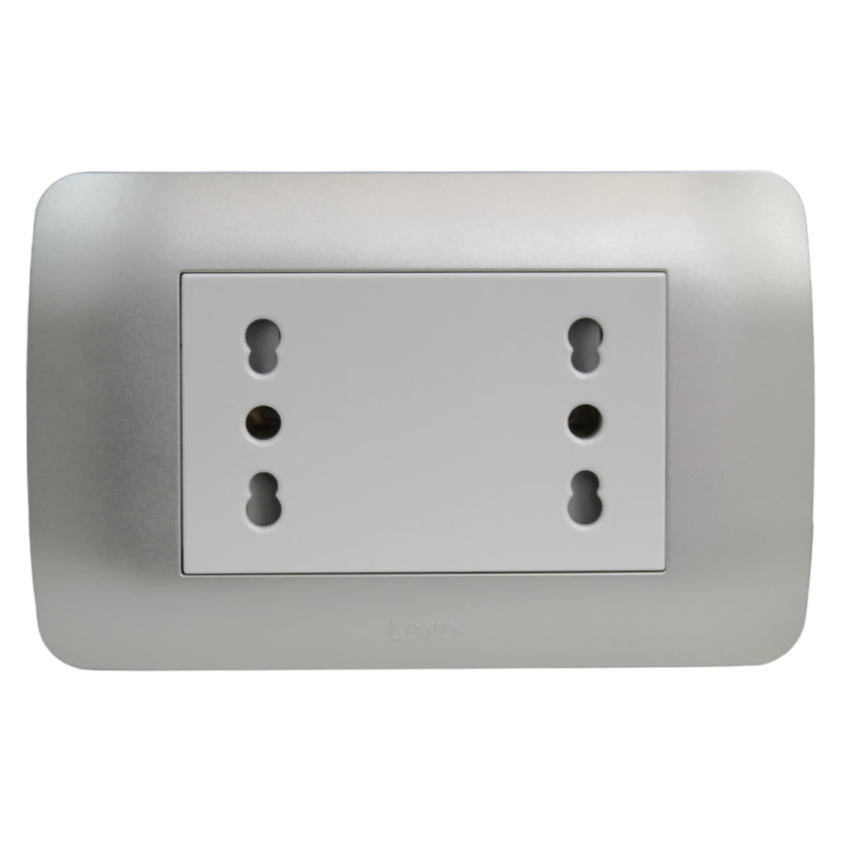 Enchufe Embutido Duplex 2p+t 16a Blanco / Plata Armado Metal - Lexo