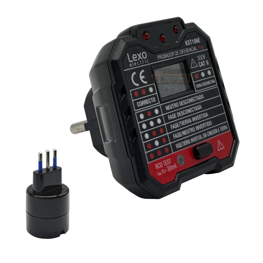 Probador Diferencial Tester De Enchufes + Adaptador Schuko - Lexo